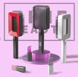 3D Self-cleaning Deluxe Rectangular Hair Brush