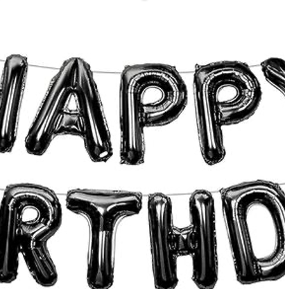 Happy Birthday Banner 3D Baloon Lettering Mylar Foil Lettering, Inflatable Birthday Party Decor,Birthday sign for wall Party Supplies Backyard Decore (3D Black)