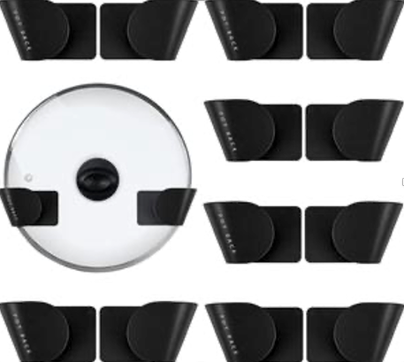 FLANCCI Adjustable Pot Lid Organizer Cabinet Door Kitchen Organization, (6 Pairs) Pot Lid Holder Kitchen Hacks, Pot Lid Organizers Inside Cabinet Door, Wall Mount Pot Lid Hanger, Black set 6 Pairs