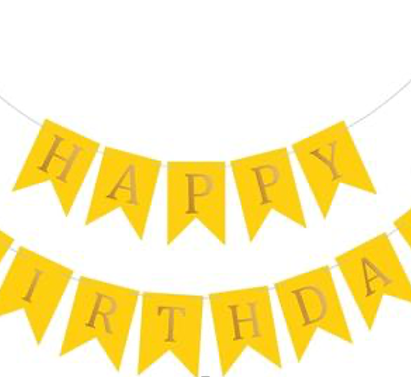 Happy Birthday Banner Backdrop Colorful Decoration Birthday sign for wall Party Supplies Backyard Decore Birthday Flag Bunting - 8 feet total signs (3 feet HAPPY, 5 feet BIRTHDAY) Yellow
