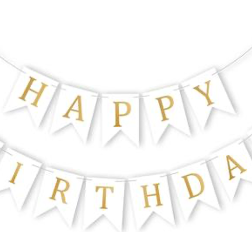 Happy Birthday Banner Backdrop Colorful Decoration Birthday sign for wall Party Supplies Backyard Decore Birthday Flag Bunting - 8 feet total signs (3 feet HAPPY, 5 feet BIRTHDAY) White