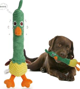 Nocciola 2 in 1 Squeaky Duck Dog Toy: Cute Stuffed Dog Chew Toys with Large Durable Rubber Squeaker for Aggressive Chewers, Large, Medium Small Dogs, Plush Crinkle Pet Puppy Supplies