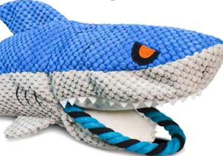 Nocciola Shark Interactive Plush Dog Toys£¬Stuffed Dog Rope Toys with Interactive Rope Teething Toys, Squeaky Dog Chew Toys for Small to Medium Dogs