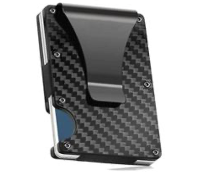 1 Pcs RFID Blocking Slim Money Clip Mens Carbon Fiber Credit Card Holder Metal Wallet