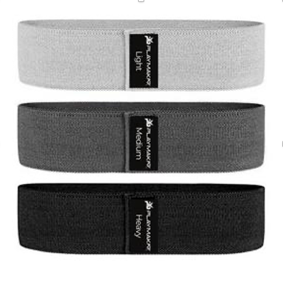 (Approval Needed)PlayMakar Fabric Resistance Bands, 14.5" x 3.15", for Glute, Hip & Thigh with Workout Guide and Tote Bag, Perfect for Yoga, Pilates or Resistance Work, Set of 3