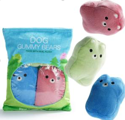 Nocciola Gummy Bear Dog Toys with a Bag, Plush Squeaky Dog Toy Set,Cute Stuffed Dog Chew Toys, for Small to Medium Dogs